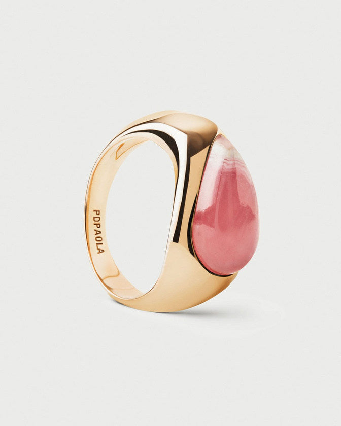 Rhodochrosite Luna Stamp Ring 3